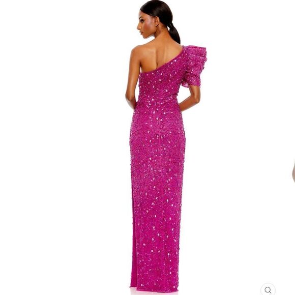Mac Duggal 10912 Womens Pink EMBELLISHED PUFF ONE SHOULDER COLUMN GOWN Dress - Picture 6 of 16